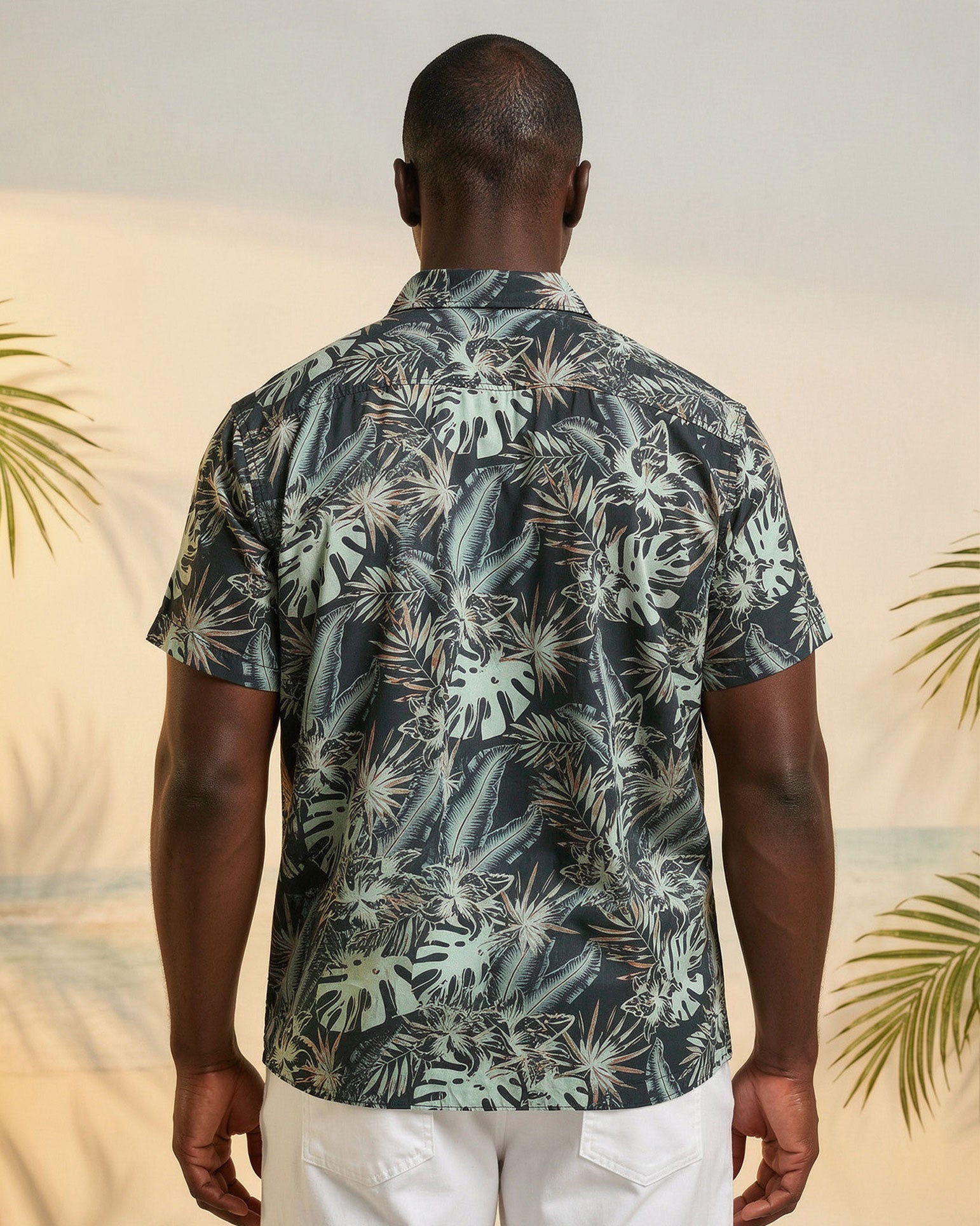 Big & Tall Men's Hawaiian Holiday Tropical Full Printed Cardigan Short Sleeve Shirt
