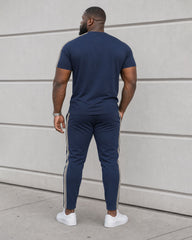 Big & Tall Men's Side Stitching Ribbon Printing Chest Printing Daily Hiking Party Short Sleeve T-shirt Sports Pants Set