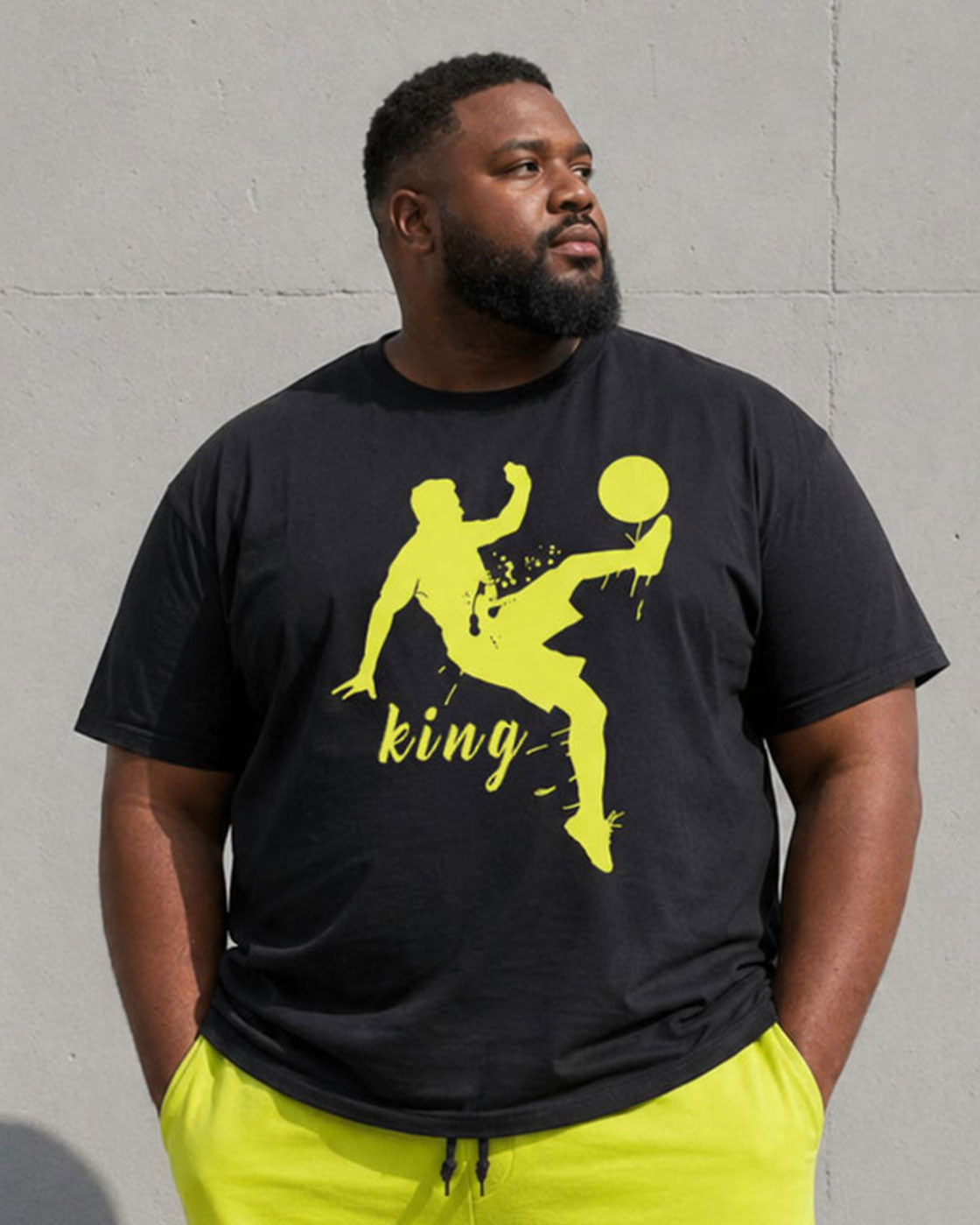Big & Tall Men's Basketball King "king" Slogan Printed Short Sleeve T-shirt Shorts Set