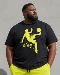 Big & Tall Men's Basketball King "king" Slogan Printed Short Sleeve T-shirt Shorts Set