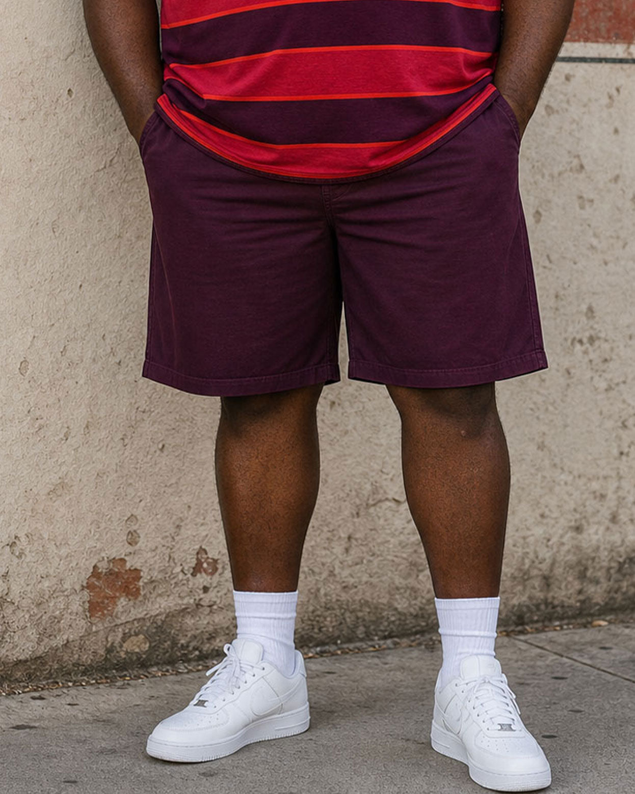 Big & Tall Men's Classic Red Stripe Vacation Casual Hawaii Business Party POLO Shirt Short Sleeve Shorts Set