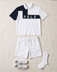 Big & Tall Men's Irregular Geometric Contrast Color Letter Printed POLO Shirt Short Sleeve Shorts Set