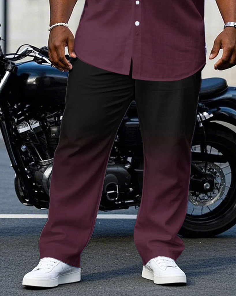 Big & Tall Men's Gradient Short Sleeve Shirt Pants Set