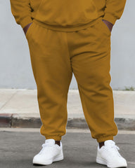 Large Size Men's Autumn And Winter Warm Cold-proof Ginger & White Kangaroo Big Pocket Hoodie Sweatpants Set