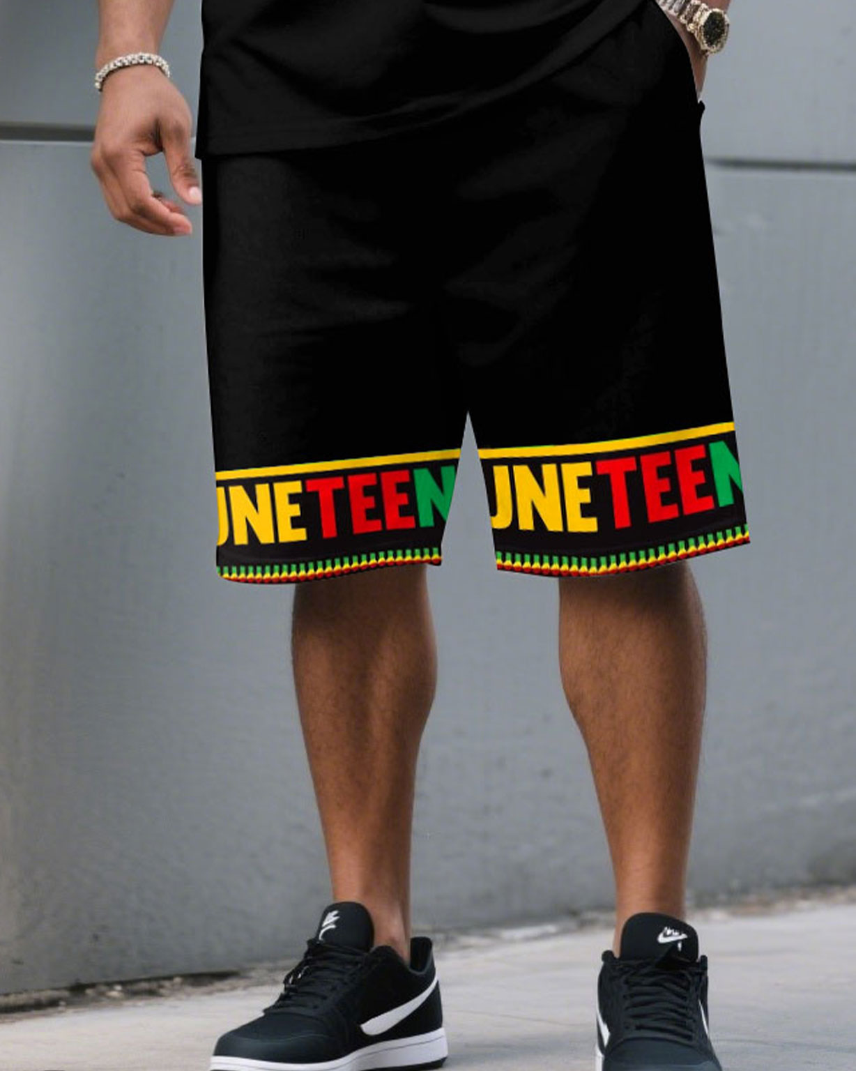 Freedom, Equality Memorial Ancestors June Festival Short-sleeved T-shirt Shorts Men's Loose Plus Size Set