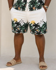 Big & Tall Men's Hawaiian Positioning Print Button Short Sleeve Shirt Shorts Set