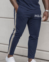 Big & Tall Men's Side Stitching Ribbon Printing Chest Printing Daily Hiking Party Short Sleeve T-shirt Sports Pants Set