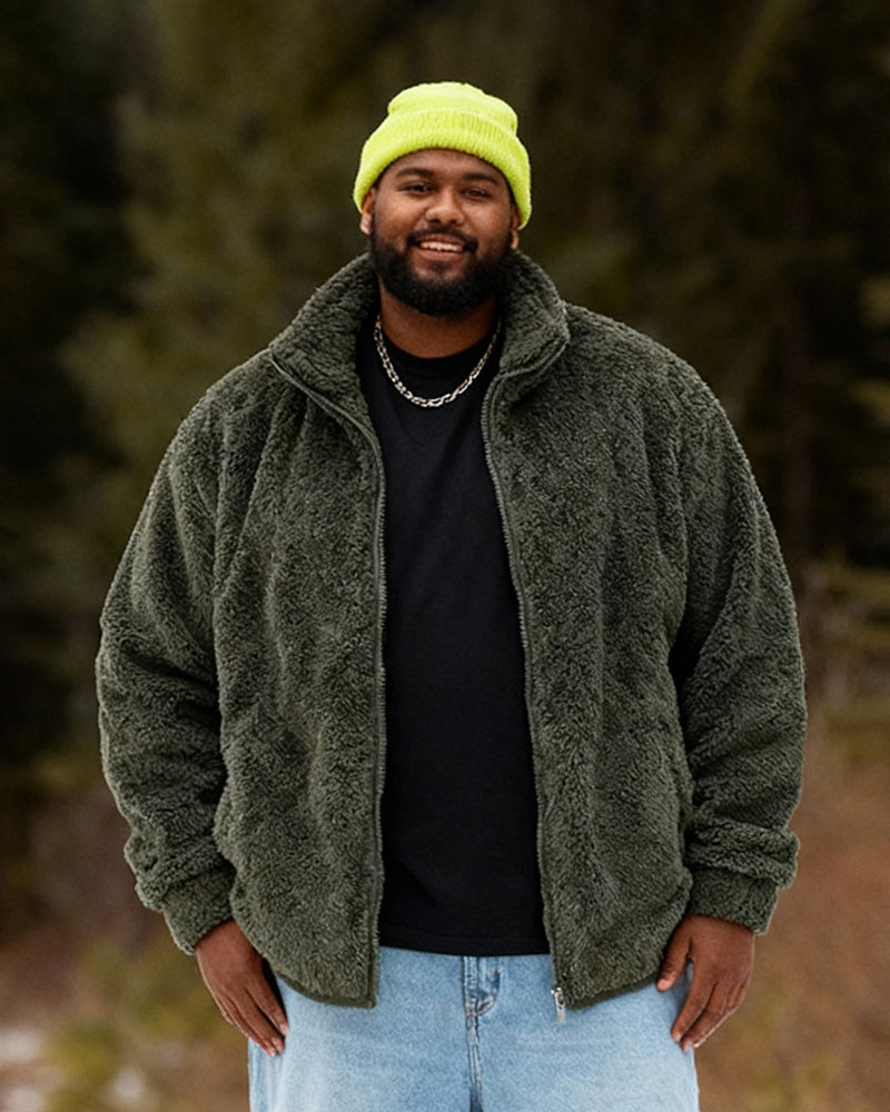 Ig & Tall Men's Solid Color Thickened Velvet Collar Jacket M-2XL