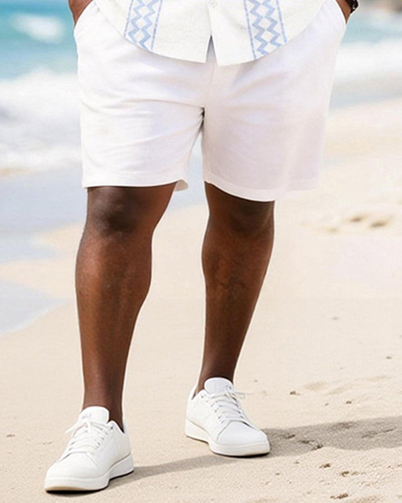Big & Tall Men's Geometric Print Short Sleeve Shirt Shorts Set