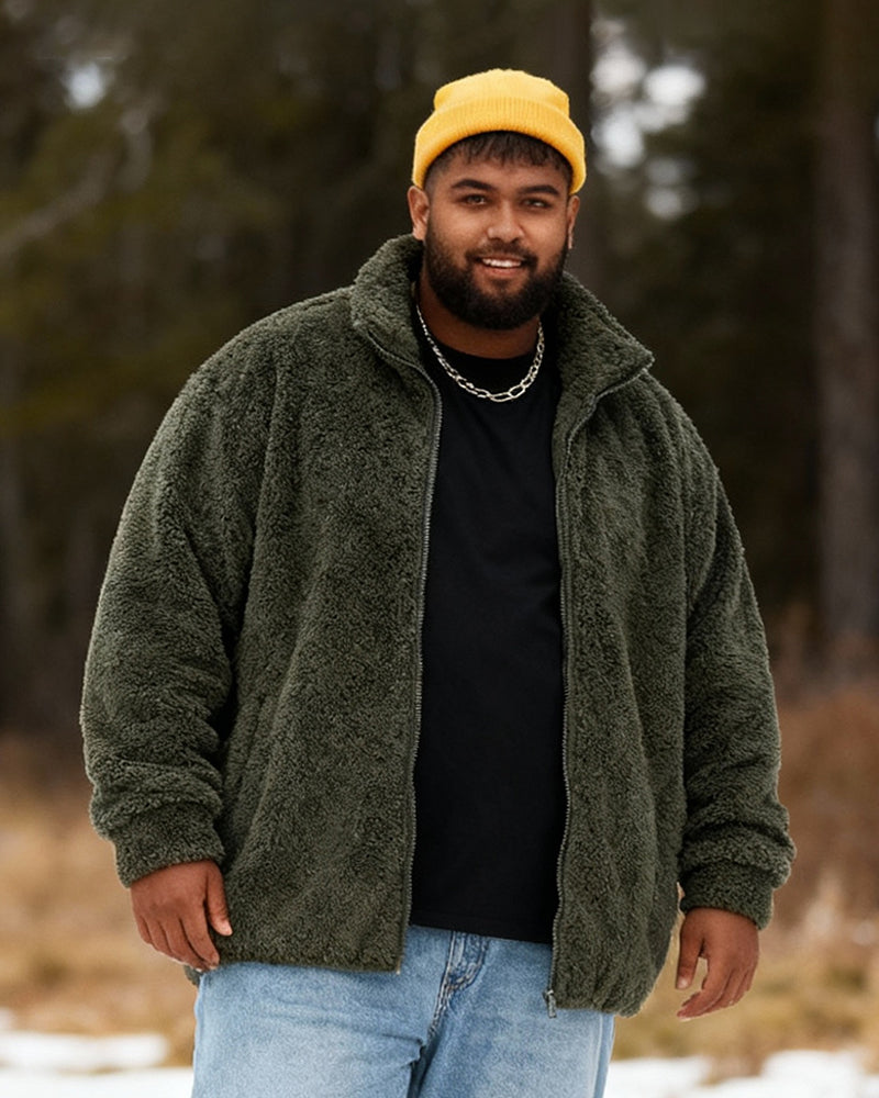 Ig & Tall Men's Solid Color Thickened Velvet Collar Jacket M-2XL