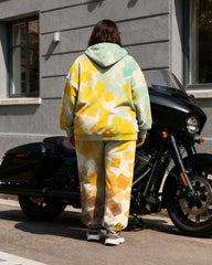 Women's Plus Size Graffiti Love Gradient Block Print Cardigan Hoodie Set