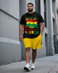 Big & Tall Men' June Festival Celebrates Black Free Short Sleeve T-Shirt Shorts Set