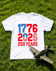 Big & Tall Men's 1776-2 026 250 Years Of Freedom And Patriotic Anniversary Design T-shirt