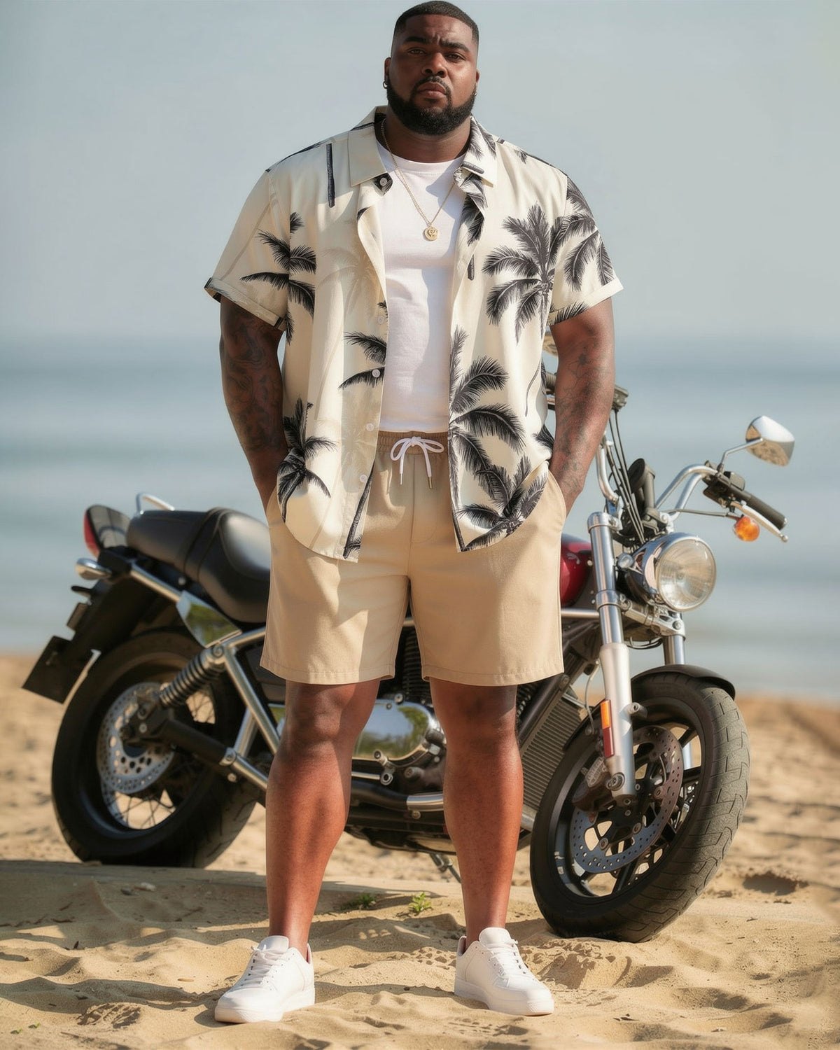 Big & Tall Men's Hawaiian Holiday Cardigan Short Sleeve Shirt Shorts Set