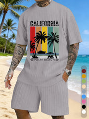 Chest Printed Casual Vacation Texture Three-Dimensional Jacquard Large Size Casual Suit