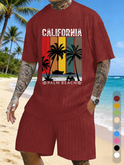 Chest Printed Casual Vacation Texture Three-Dimensional Jacquard Large Size Casual Suit