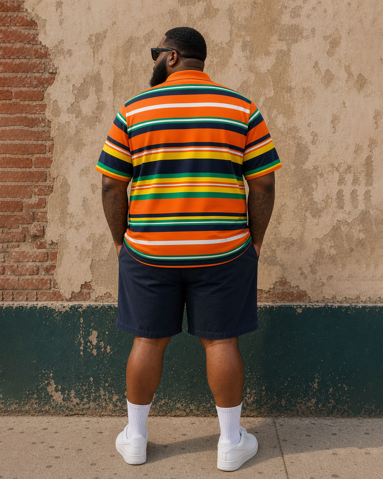 Big & Tall Men's Hawaiian Holiday Bright Color Set POLO Shirt Short Sleeve Shorts