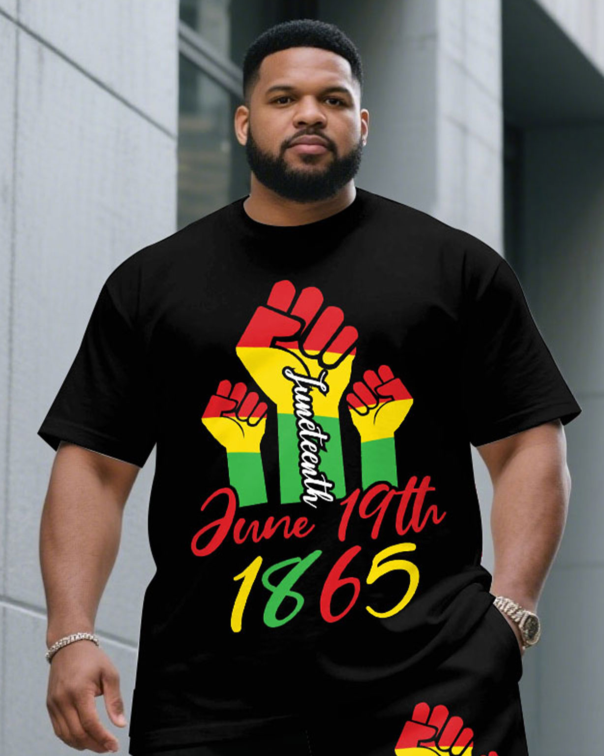 Black June Day Commemorative Short Sleeve T-Shirt Shorts Large Size Men's Suit