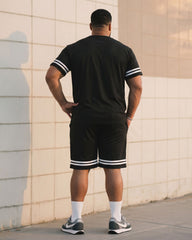Big & Tall Men's Signature Striped Sport Style T-Shirt Shorts Set