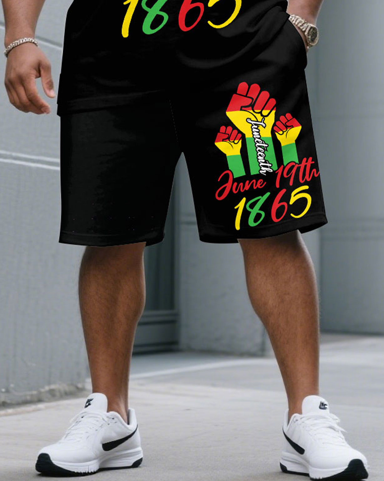 Black June Day Commemorative Short Sleeve T-Shirt Shorts Large Size Men's Suit