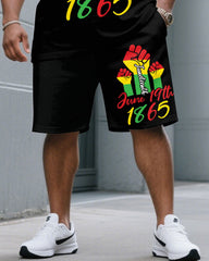 Black June Day Commemorative Short Sleeve T-Shirt Shorts Large Size Men's Suit