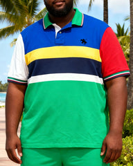 Big & Tall Men's Hawaiian Colorful Vacation Polo Shirt Shorts Set