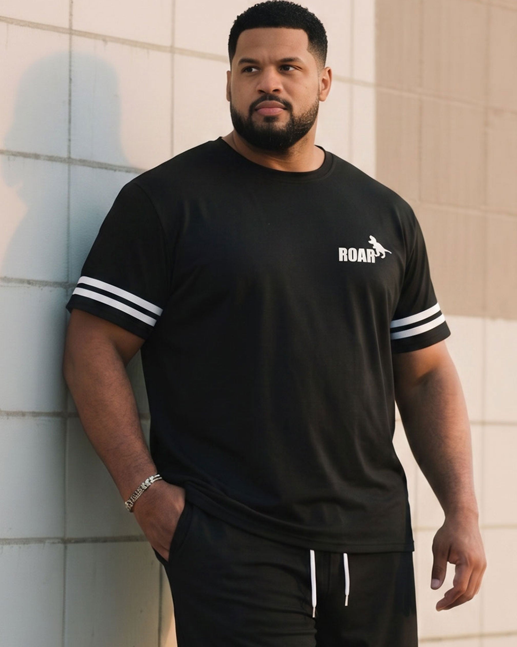 Big & Tall Men's Signature Striped Sport Style T-Shirt Shorts Set