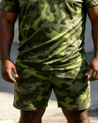 Big & Tall Men' Military Camouflage Commemorates 250 U.S. Anniversary Founding Sergeant Short Sleeve T-Shirt Shorts Set