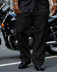 Big & Tall Men's Baroque Print Black Short Sleeve Shirt Pants Set