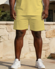 Business Casual Light Yellow & White Polo Shirt Short Sleeve Suit Large Size Men