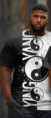 Couple's Large Size Yin Yang Color Matching Round Neck Short Sleeve T-Shirt