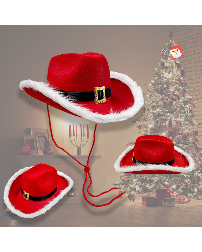 Christmas Festival-New Big Red Gold Metal Buckle Christmas Denim Hat Decorative Hat For Men And Women Festival Celebration