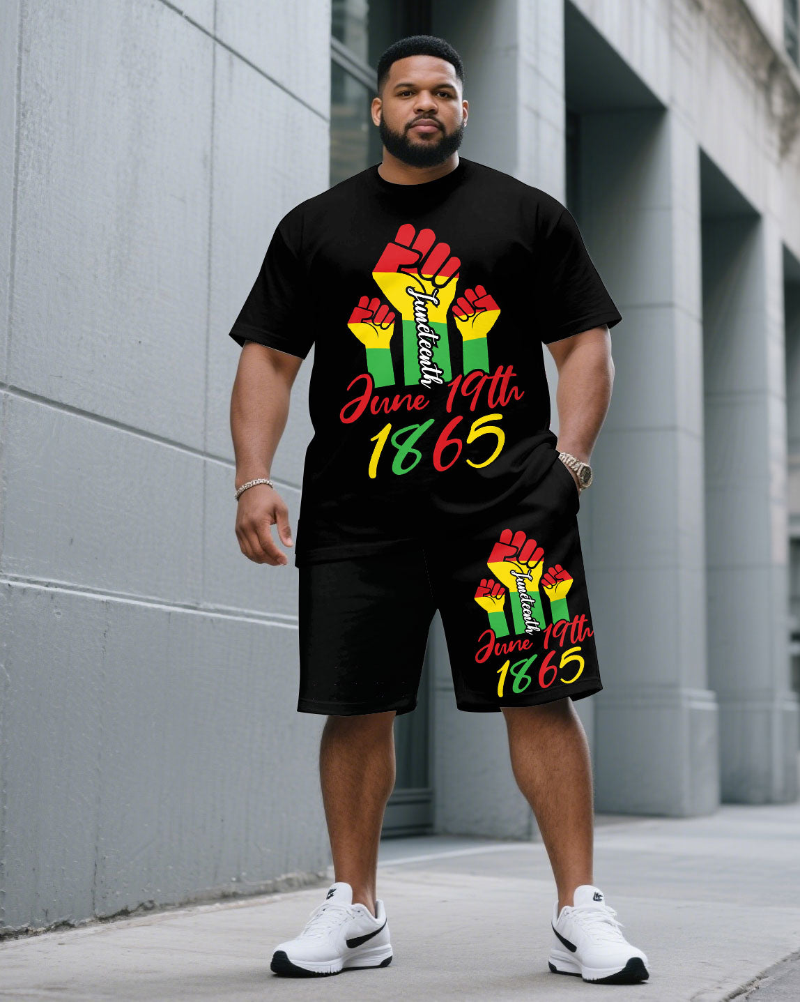 Black June Day Commemorative Short Sleeve T-Shirt Shorts Large Size Men's Suit