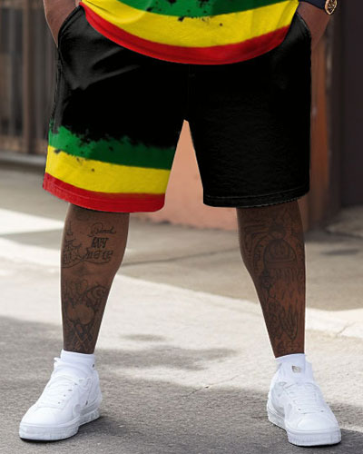 Street Red Green Yellow Block Lion Print Large Men's Set