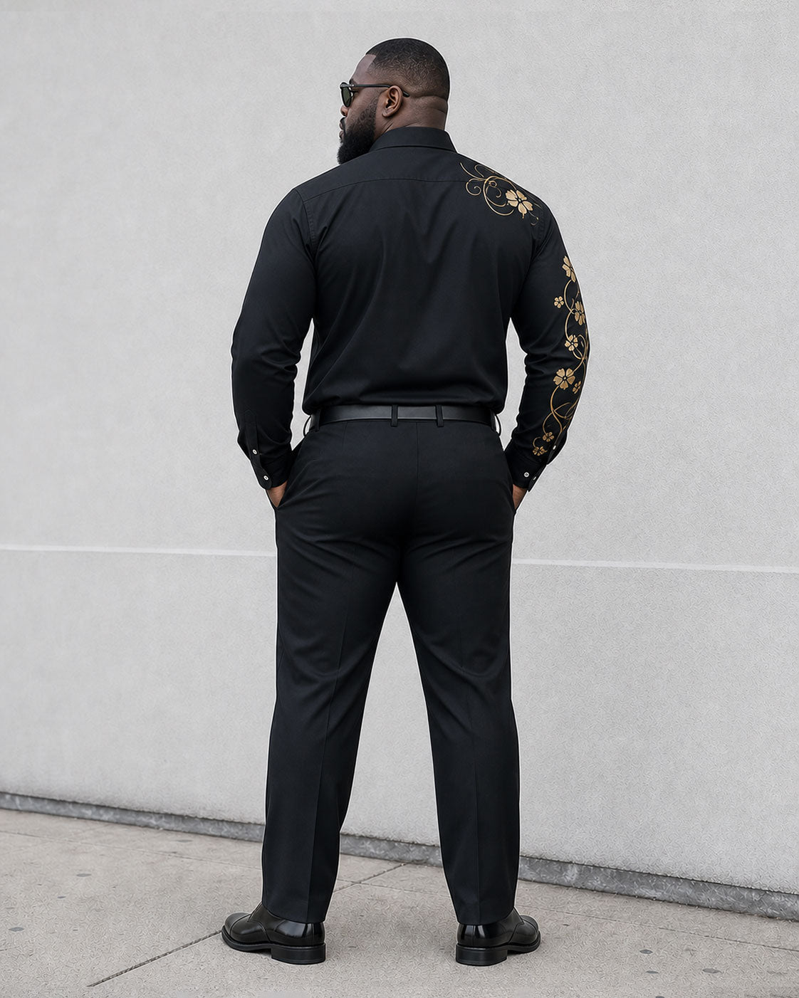 Big & Tall Men's Features Positioning Printed Long Sleeve Shirt Pants Set
