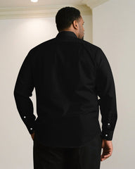 Men's Large Size Casual Simple Black & White & Yellow Line Cardigan Placket Color Contrast Simple Long Sleeve Shirt Trousers Business Casual Suit