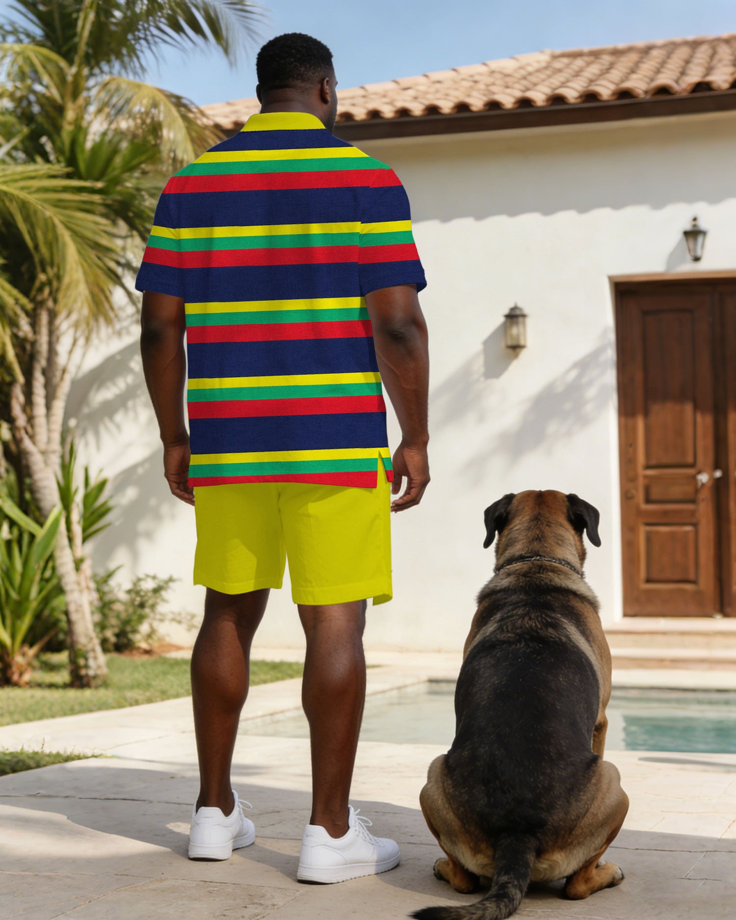 Business Casual Small Label Color Striped Polo Shirt Short Sleeve Suit Large Size Men