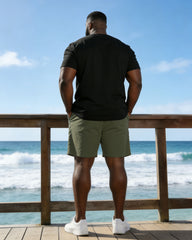 Simple Holiday Small Label Printed Short-sleeved T-shirt Shorts Set