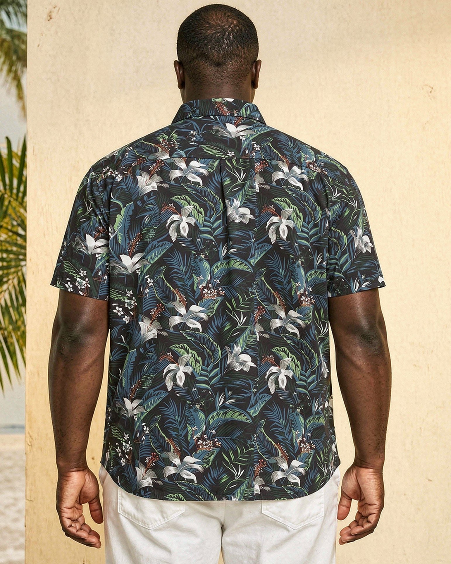 Big & Tall Men's Hawaii Vacation Date Gift Full Printed Cardigan Short Sleeve Shirt