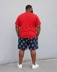 Big & Tall Men's Sailing Print Red & Scarlet Blue T-Shirt Shorts Set