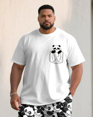 Men's Large Size Street Casual Chest Bear Pattern Printed Simple Short Sleeve T-Shirt Shorts Set