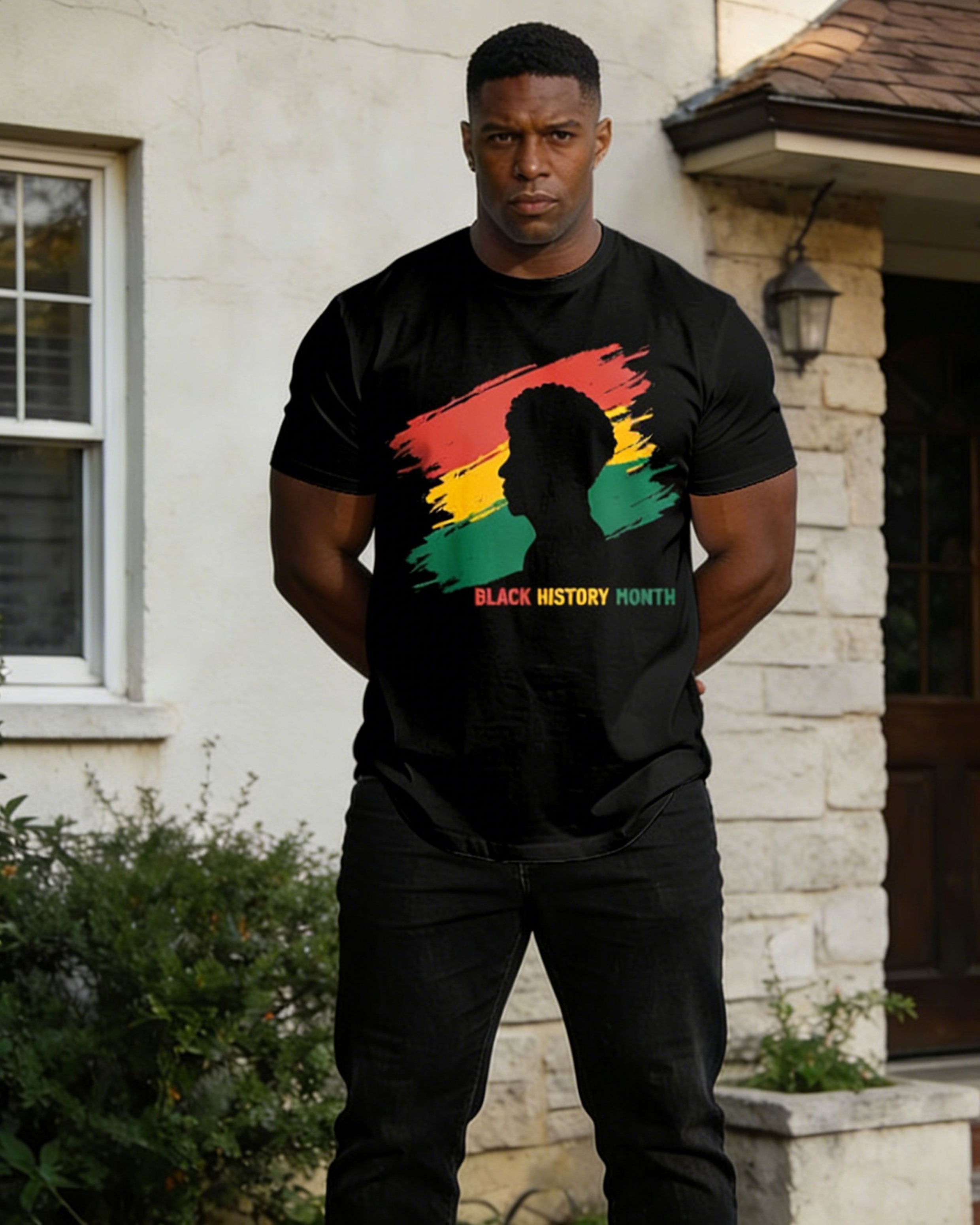 Men's Large Size Loose Comfortable Black Festival Celebration Velvet Friends Send Relatives Slogan Printed Short Sleeve T-Shirt