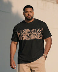 Big & Tall Men's Khaki & Black Hawaiian Casual Stitching T-Shirt Shorts Set