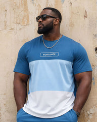 Big & Tall Men's Simple Casual Daily Travel Letter Printed Short-sleeved T-shirt Shorts Set