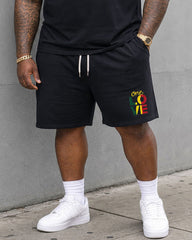 Big & Tall Men's June Day Memorial Ancestors Black Short Sleeve T-Shirt Shorts Set Black