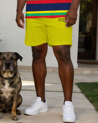 Business Casual Small Label Color Striped Polo Shirt Short Sleeve Suit Large Size Men