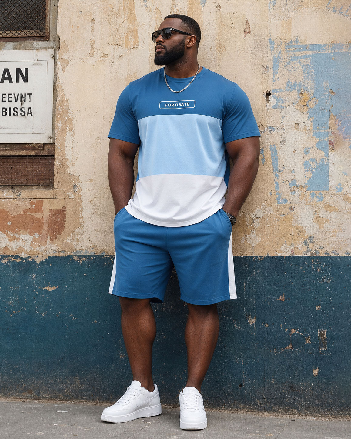 Big & Tall Men's Simple Casual Daily Travel Letter Printed Short-sleeved T-shirt Shorts Set