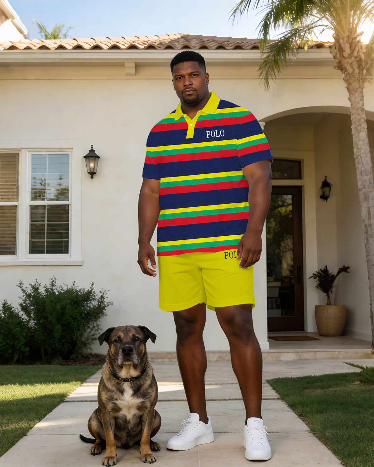 Business Casual Small Label Color Striped Polo Shirt Short Sleeve Suit Large Size Men