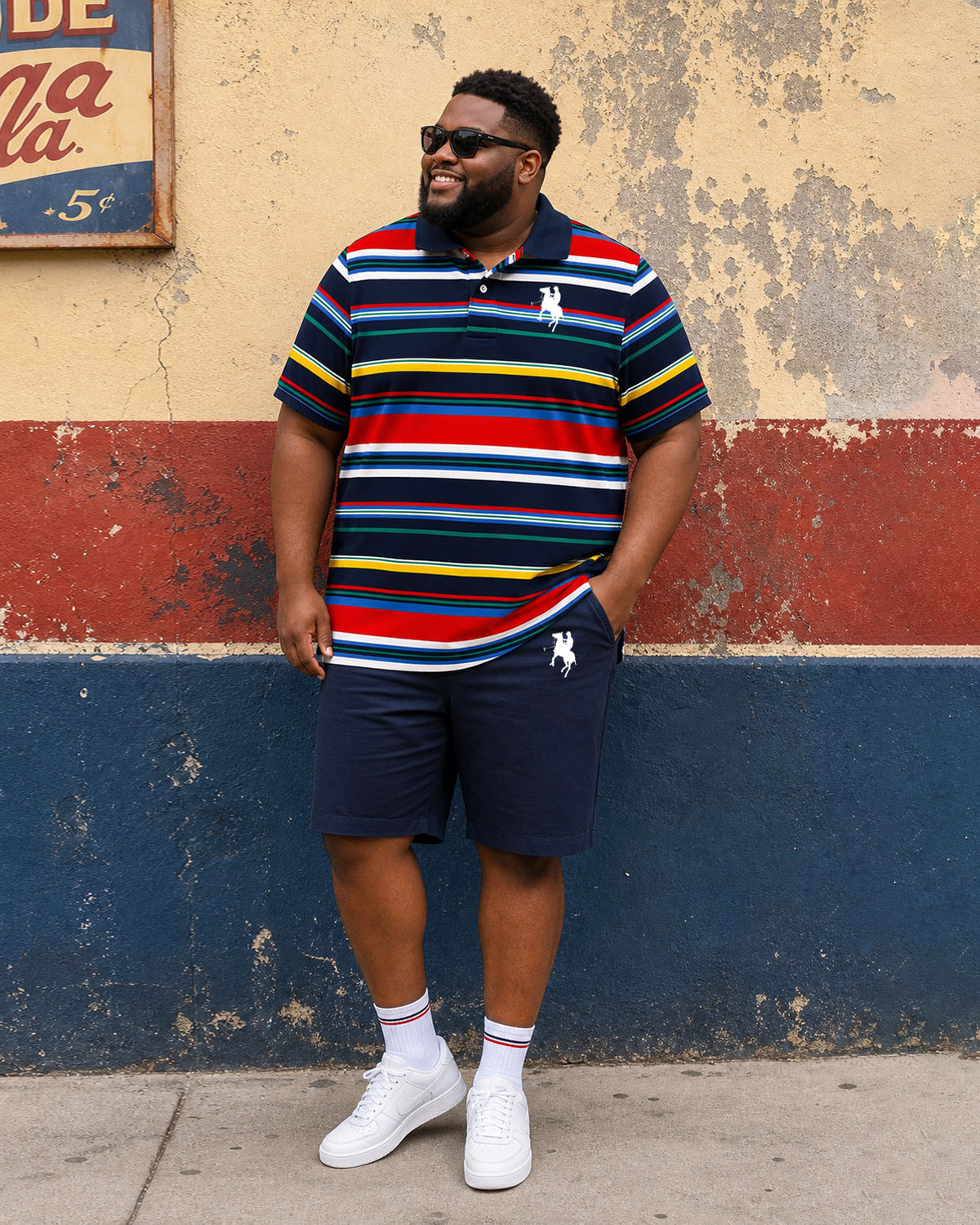 Big & Tall Men's Vacation Leisure Business Travel Daily Hawaii Dating POLO Shirt Short Sleeve Shorts Set