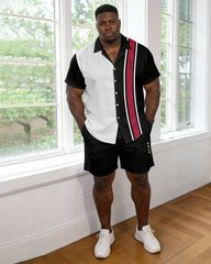 Men's Large Size Casual Simple Shirt Pants Set